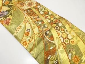 佐賀錦　几帳に鳳凰・宝尽くし模様織り出し　振袖用袋帯